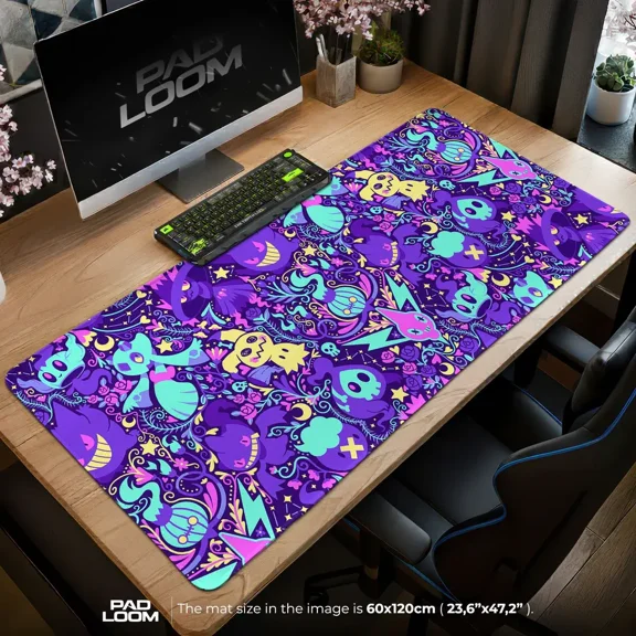 Ghost Type Mimikyu Mouse Pad - Neon Spirit Anime Desk Mat