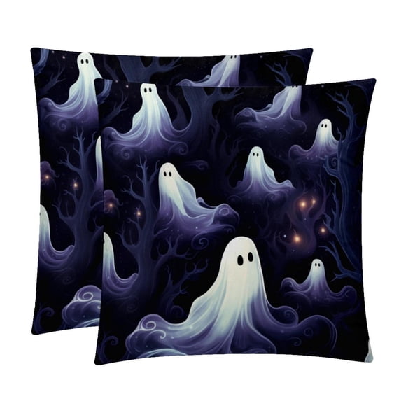 Ghost Velvet Throw Pillow Covers Set of 2 - 16x16, 18x18, 20x20 Inches - Unique Patterns for Bed, Chair for Various Occasions