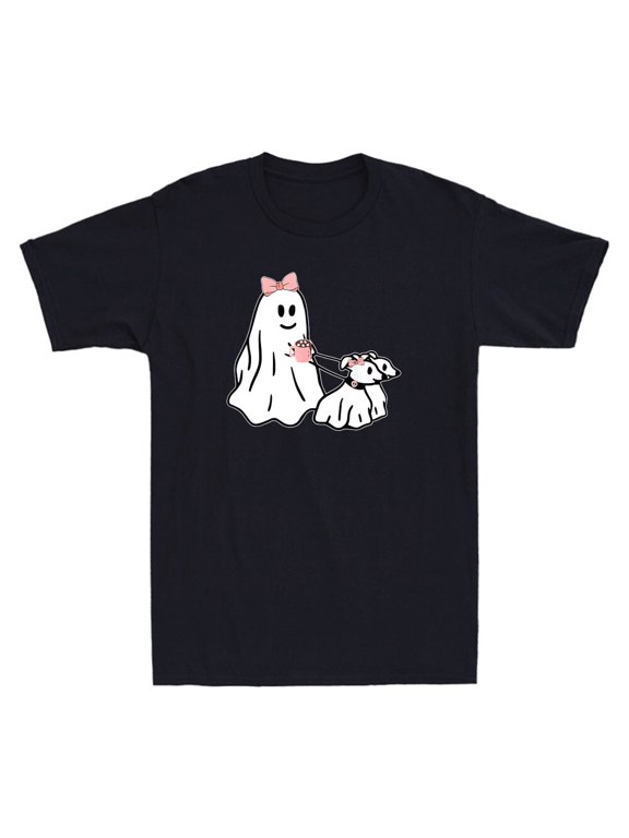 Ghost Walking Dog Spooky Season Halloween Coquette Funny Meme Gift Men's T-Shirt