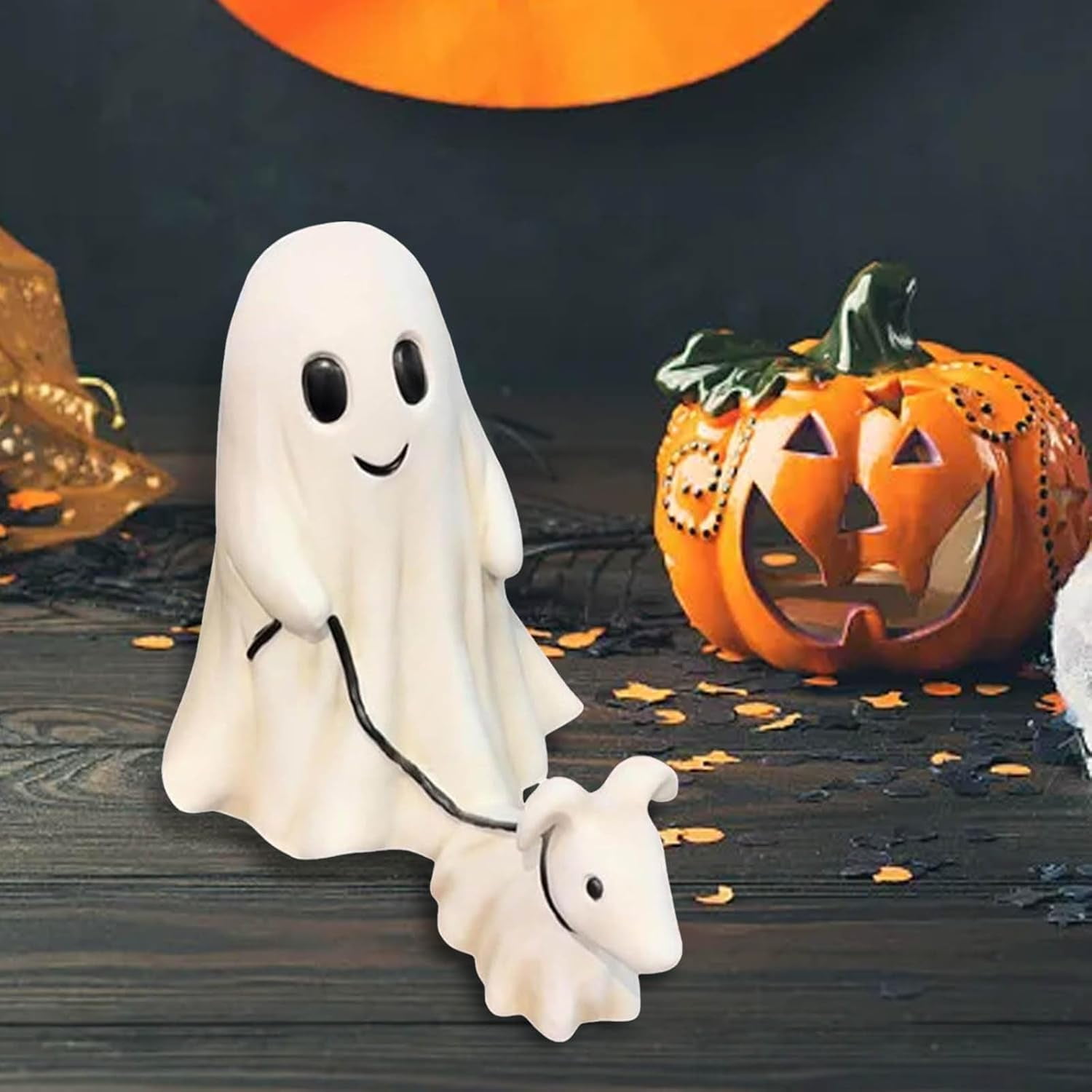 Ghost Walking Dog Statues Halloween Decorations Indoor, Halloween Ghost