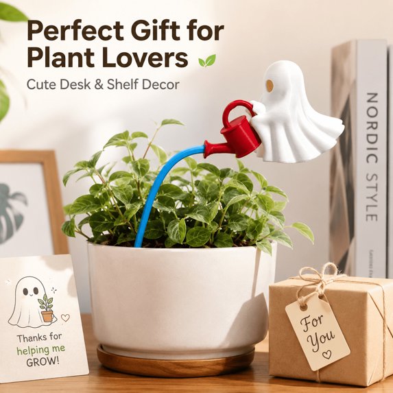 Ghost Watering Figurine - 3D printed plastic form is lightweight. Matte ...
