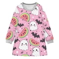 thumbnail image 1 of Ghost Watermelon Bat Pattern Girls'long-sleeved dress Thickened A-dress Warm Dress Basic Shirt Party Dresses, 1 of 2