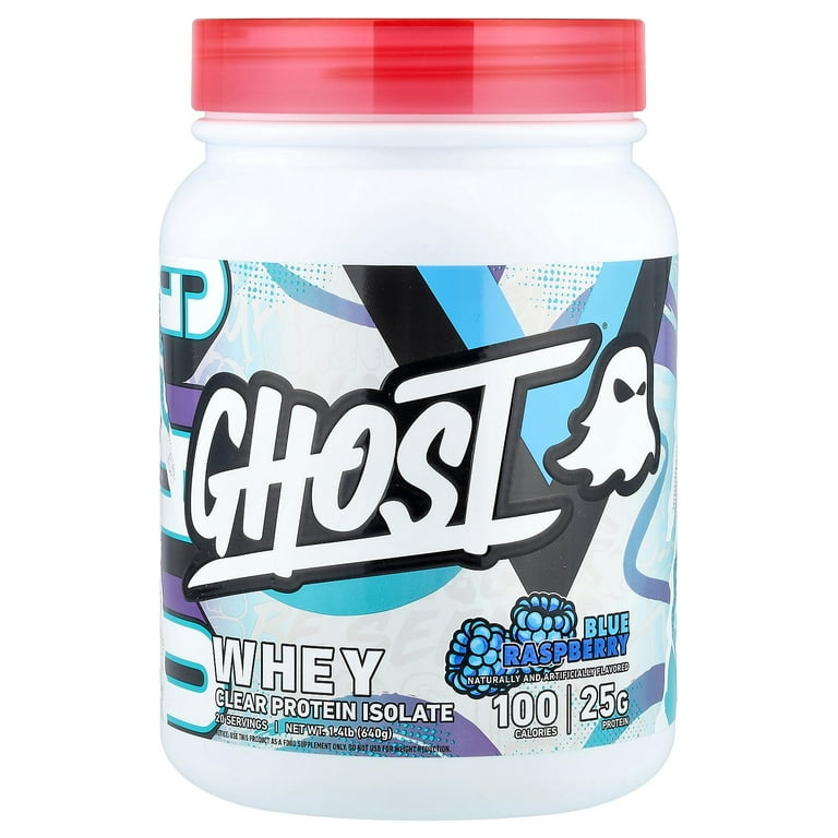 Ghost Whey Blue Raspberry Clear Protein Isolate 1.4 lb - Walmart.com