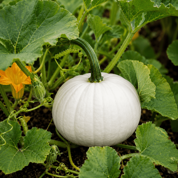 Ghost White Pumpkin Plant Live for Planting, Pumpkins Winter Squash Vegetable in Home Garden, Pumpkin Tree, 2-4 Inch Tall