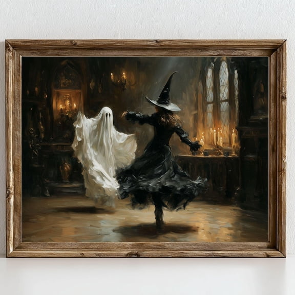 Ghost Witch Dancing Vintage Halloween Dark Spooky Poster