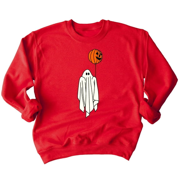 Ghost With Balloon Pumpkin Halloween Outfit Shirt Crewneck Sweatshirt, L, Red