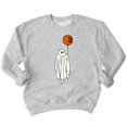 thumbnail image 1 of Ghost With Balloon Pumpkin Halloween Outfit Shirt Crewneck Sweatshirt, S, H. Grey, 1 of 6