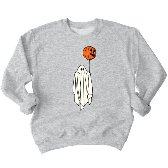 Ghost With Balloon Pumpkin Halloween Outfit Shirt Crewneck Sweatshirt, S, H. Grey