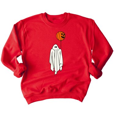 Ghost With Balloon Pumpkin Halloween Outfit Shirt Crewneck Sweatshirt, S, Red