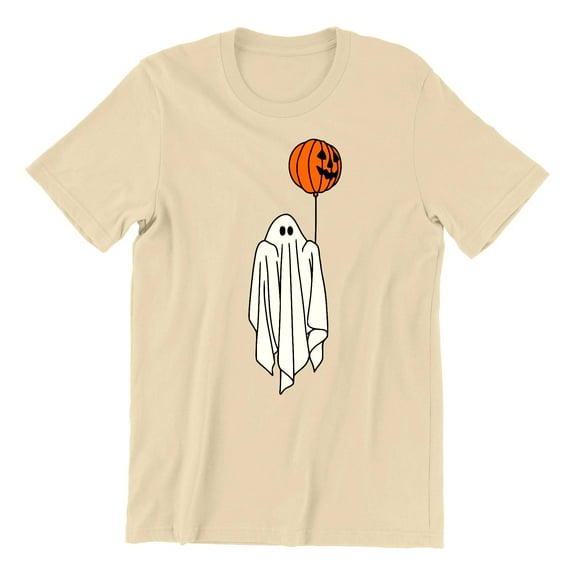 Ghost With Balloon Pumpkin Halloween Outfit Shirt Unisex Men's T-shirt, 3XL, Natural