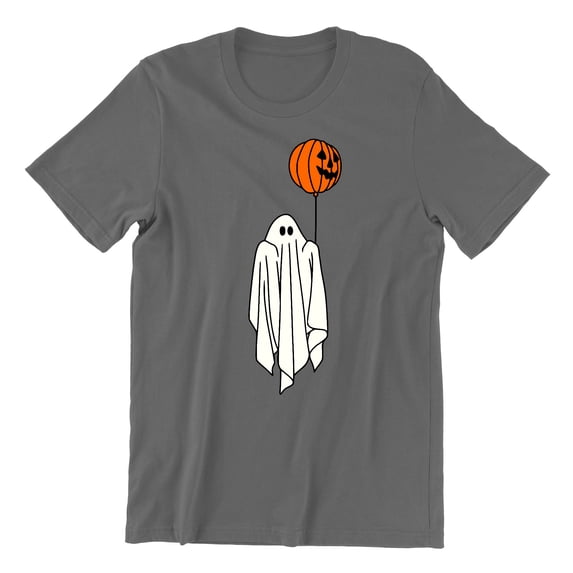 Ghost With Balloon Pumpkin Halloween Outfit Shirt Unisex Men's T-shirt, L, Charcoal