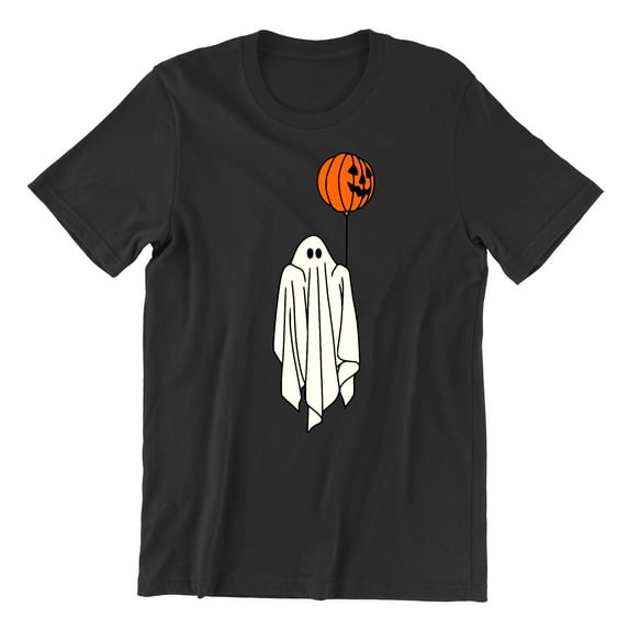 Ghost With Balloon Pumpkin Halloween Outfit Shirt Unisex Men's T-shirt, M, Black