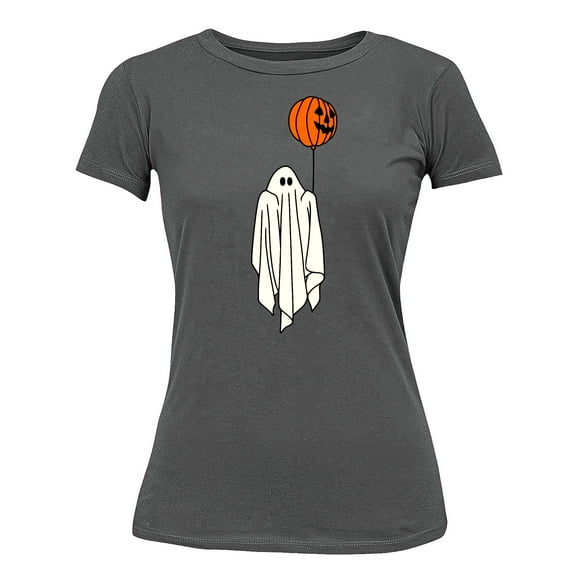 Ghost With Balloon Pumpkin Halloween Outfit Shirt Women's T-shirt, 2XL, Charcoal