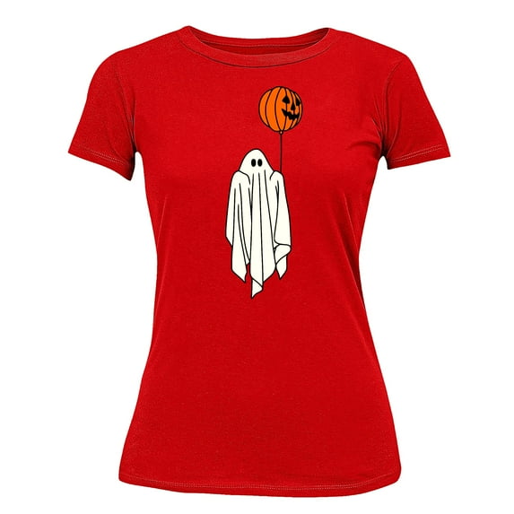 Ghost With Balloon Pumpkin Halloween Outfit Shirt Women's T-shirt, 3XL, Red