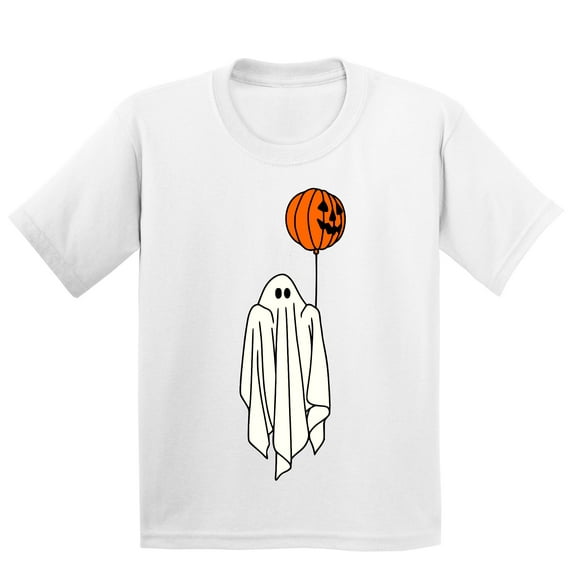 Ghost With Balloon Pumpkin Halloween Outfit Shirt Youth T-shirt, L, White