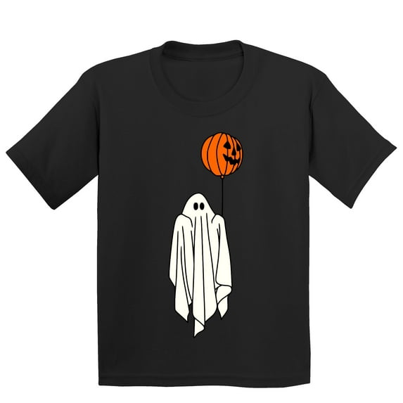 Ghost With Balloon Pumpkin Halloween Outfit Shirt Youth T-shirt, S, Black