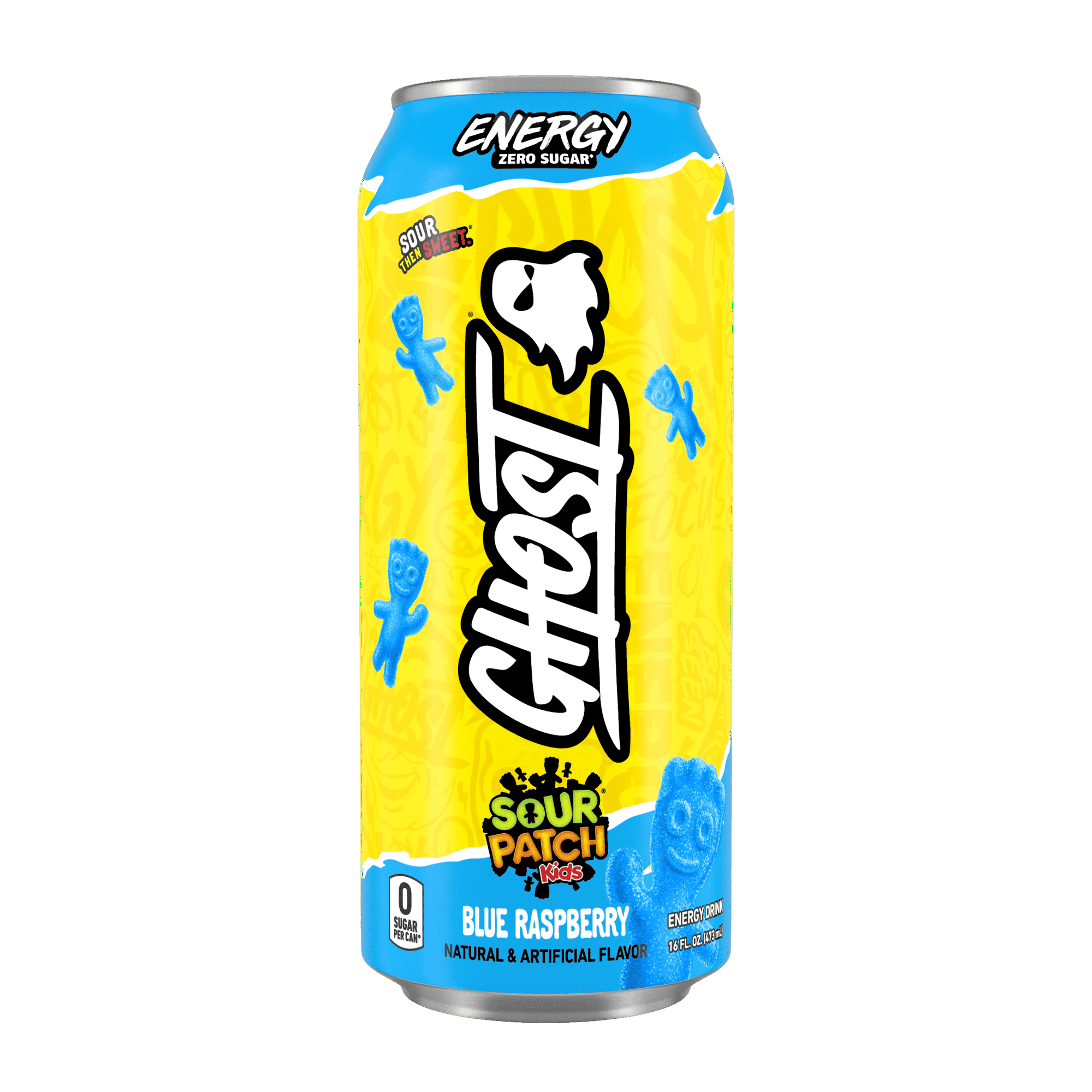Ghost Zero Sugar Sour Patch Kids Blue Raspberry Energy Drink, 200mg ...