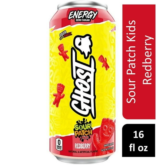 Ghost Zero Sugar Sour Patch Kids Redberry Energy Drink Can