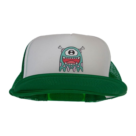 Ghost Zombie Heat Transfer Foam Mesh Cap - White Kelly OSFM