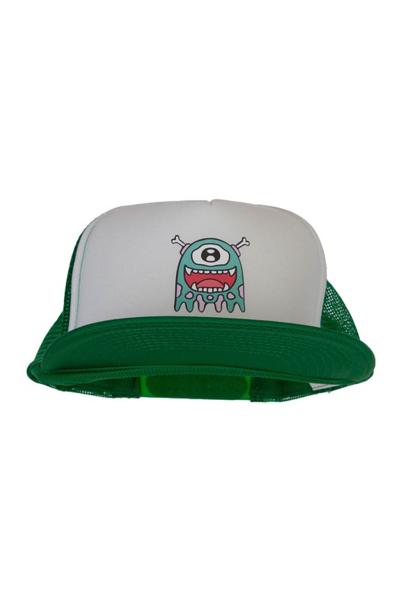 Ghost Zombie Heat Transfer Foam Mesh Cap - White Kelly OSFM