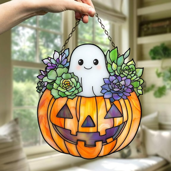 Ghost and succulent Acrylic window Decor, Halloween Ghost Window Hangings, Ghost home decor, Halloween gift, Bat Gothic, Halloween decor