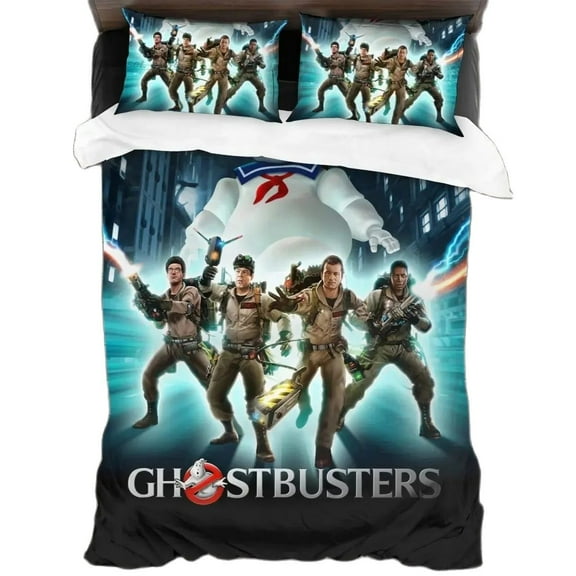 Ghost-busters Duvet Cover Twin Size Set - Bedding Bedroom Decor, Comforter Cover & 1 Pillowcase 2 Pieces - Cartoon Ghost-busters Theme Bedding Set with Zipper Cover