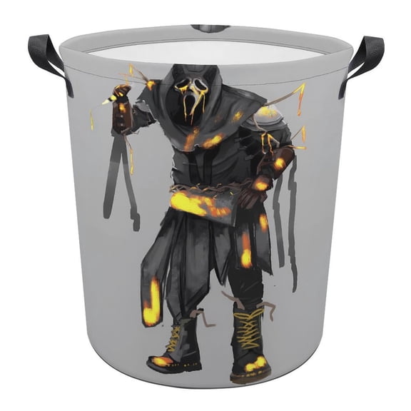 Ghost-face Laundry Hamper, Round Collapsible Hamper Laundry Basket with Handles Toys Storage Organizer Bins Laundry Gift Basket for Boys And Girls Room, Bedroom Bathroom Gamer Room Decor 44x44cm