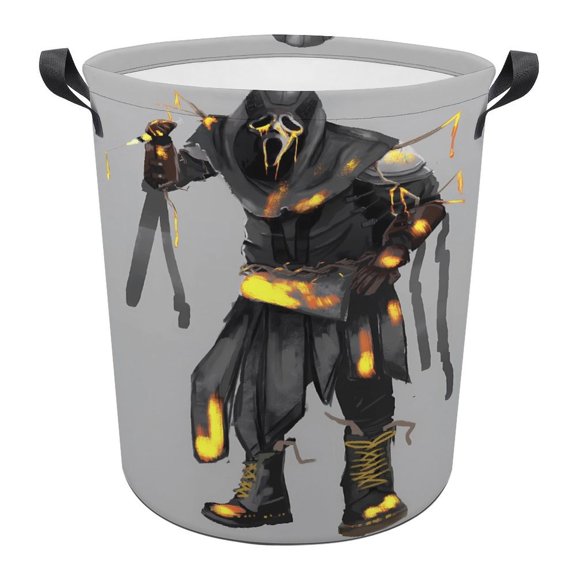 Ghost-face Laundry Hamper, Round Collapsible Hamper Laundry Basket with Handles Toys Storage Organizer Bins Laundry Gift Basket for Boys And Girls Room, Bedroom Bathroom Gamer Room Decor 44x35cm