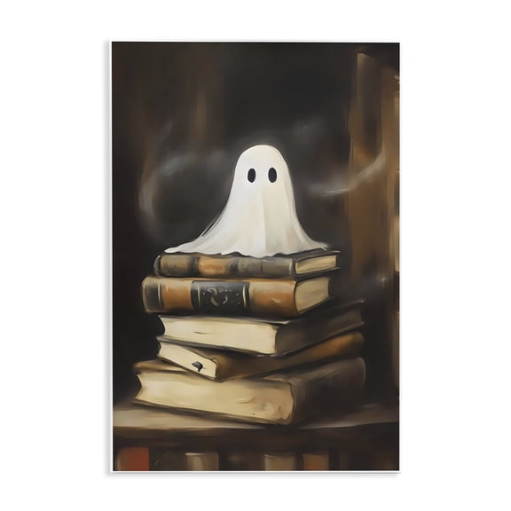 Stupell Industries Ghost on Book Stack Wall Plaque Art, design by Arlington Prints