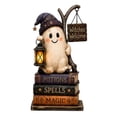 thumbnail image 1 of Ghost on Books Figurine Halloween Resin Village Decoration with Witches Welcome Sign Tabletop Mantel Shelf Indoor Fall Decor C, 1 of 6