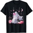 thumbnail image 1 of Ghost on Swing Bubble Gum Spooky Halloween T-Shirt, 1 of 5