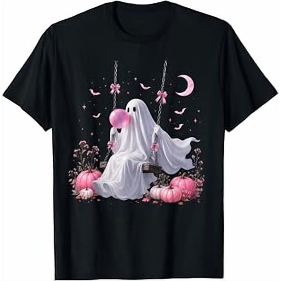 Ghost on Swing Bubble Gum Spooky Halloween T-Shirt