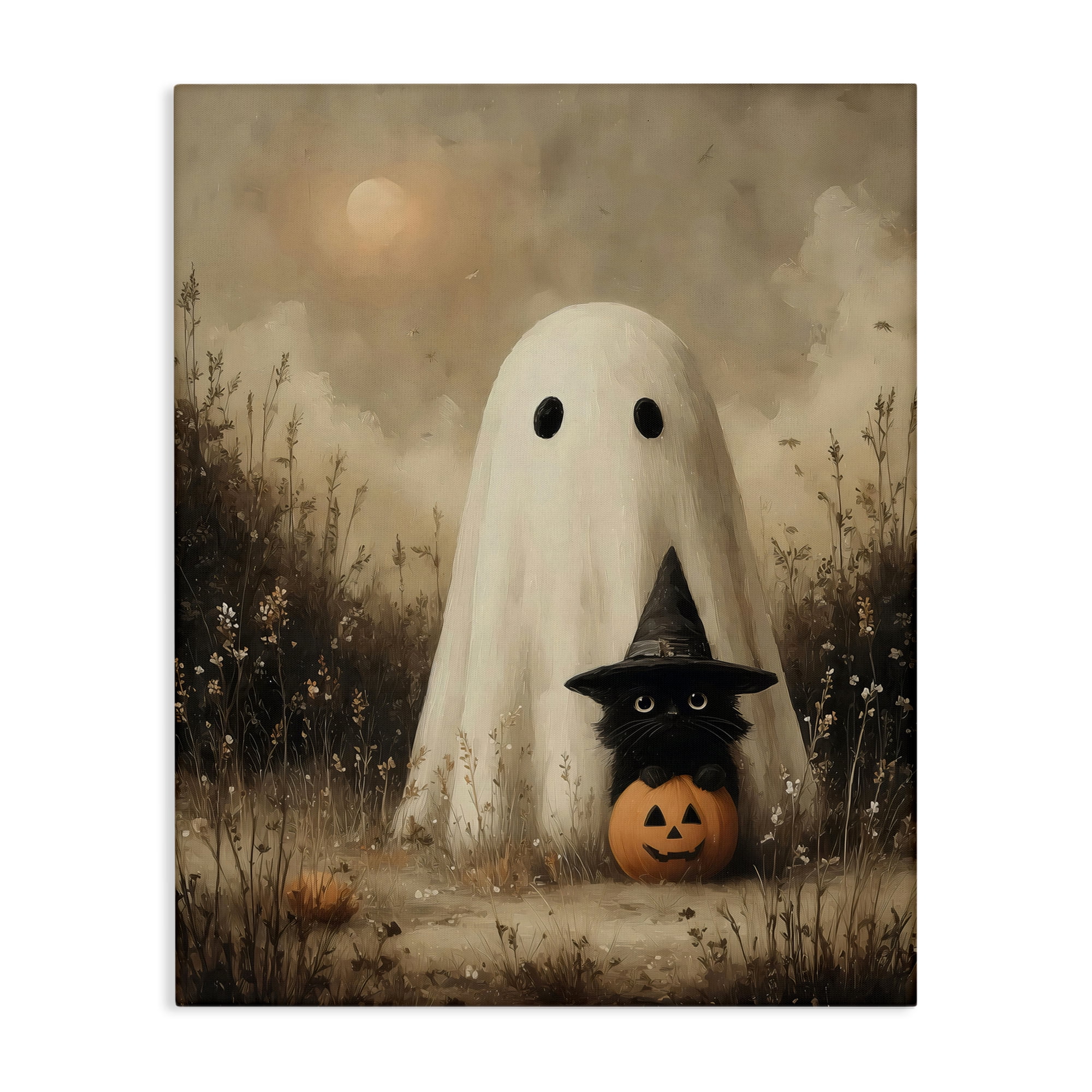 Ghost with Black Kitten Canvas Wall Art, design by Arlington Prints