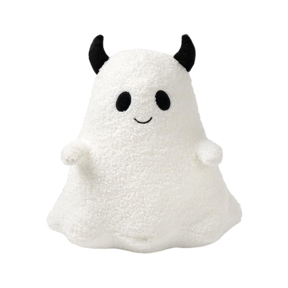 Ghost with Horns Plush Throw Pillow Soft Stuffed Halloween Decorative Cushion for Couch Sofa Bed Living Room
