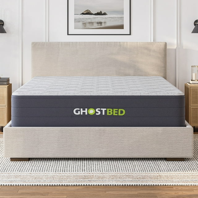 GhostBed 12” Queen Hybrid Mattress, Pocketed Coils & Gel Memory Foam