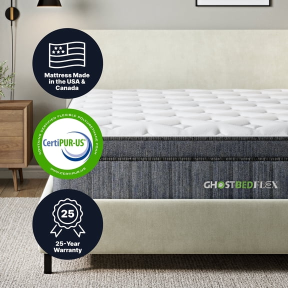 GhostBed Flex 13” Innerspring & Gel Memory Foam Hybrid Mattress - Full