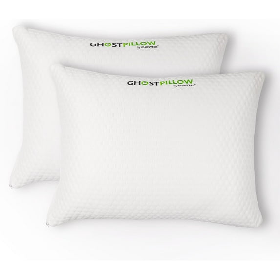 GhostBed Shredded Memory Foam Pillow with Adjustable Gel Memory Foam and Cooling Breathable Cover - Standard Size Shredded Memory Foam Pillows CertiPUR-US Certified 2-Pack