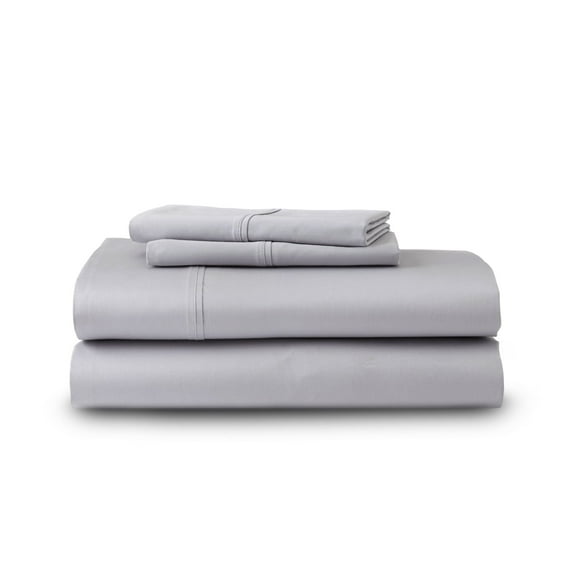 GhostBed Supima Cotton and Tencel Deep Pockets Luxury Sheet Set – Wrinkle Resistant and Cooling Twin, Gray