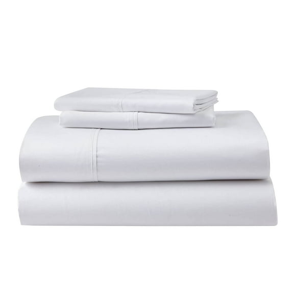 GhostBed Supima Cotton and Tencel Deep Pockets Luxury Sheet Set – Wrinkle Resistant and Cooling Twin XL, White