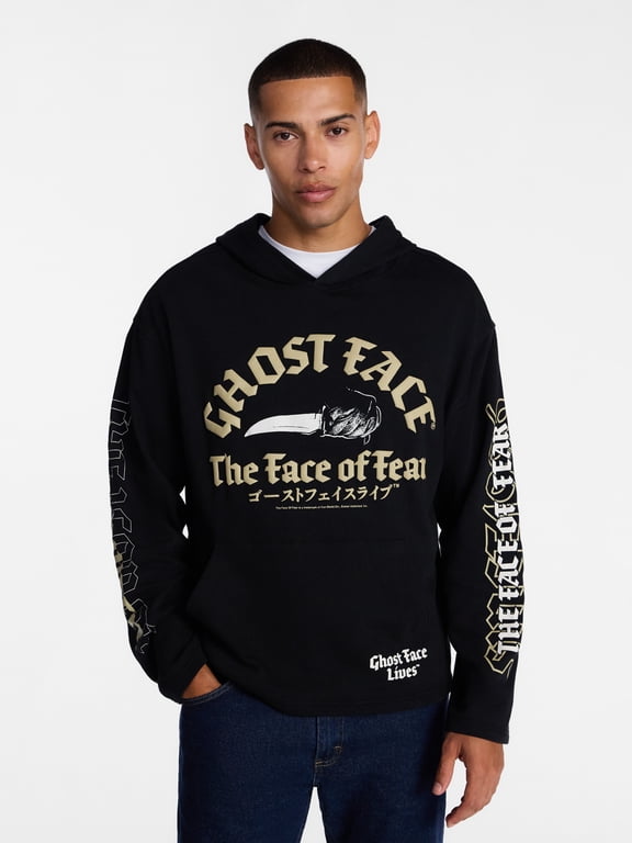 Ghostface Front and Back with Puff Graphic Hoodie Sweatshirt, Men's Sizes XS-5XL