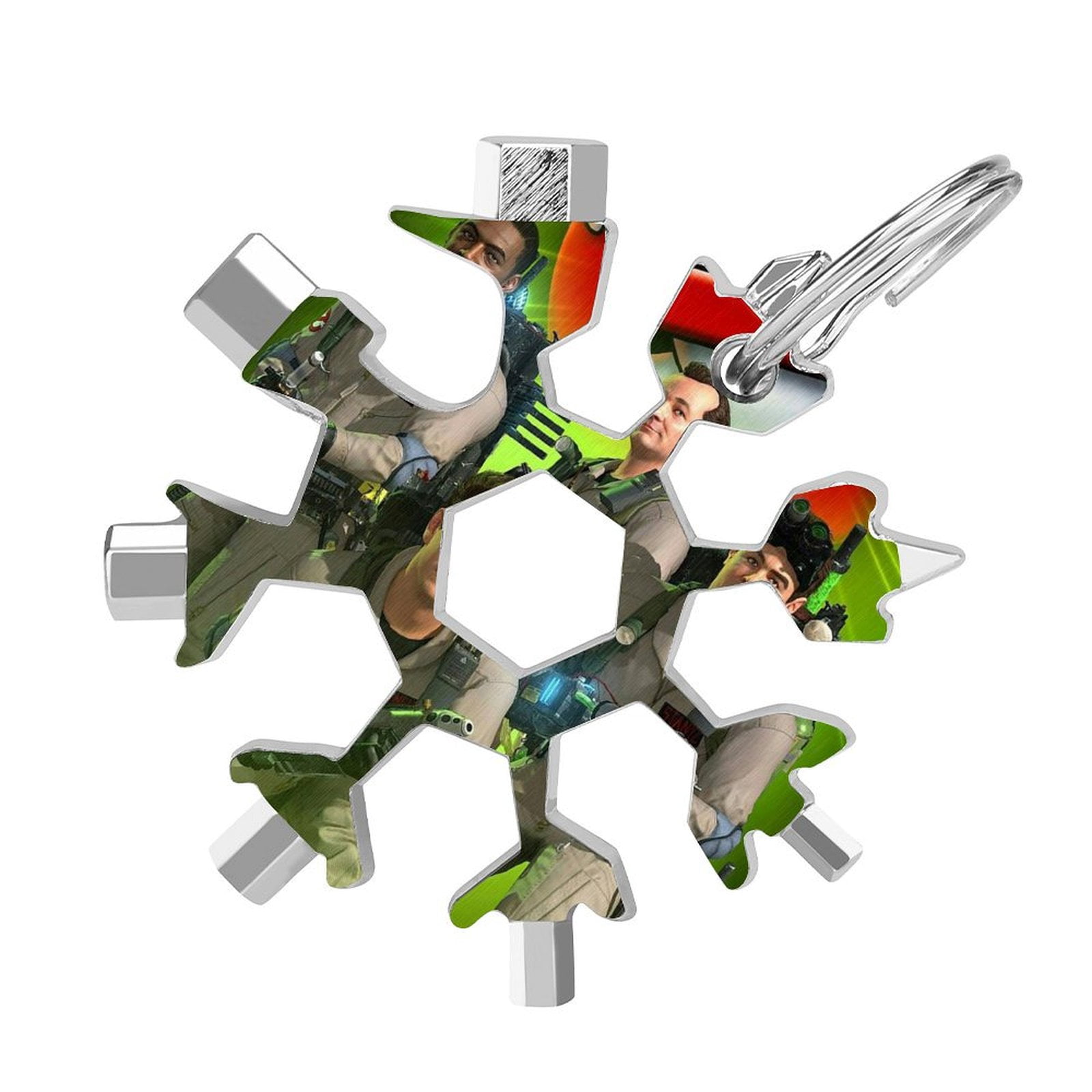 2-Pack 18-in-1 Snowflake Multi-Tool – Screwdriver, Wrench, Bottle Opener, EDC Keychain, Stainless Steel, Black & Silver, Great Gift For Men