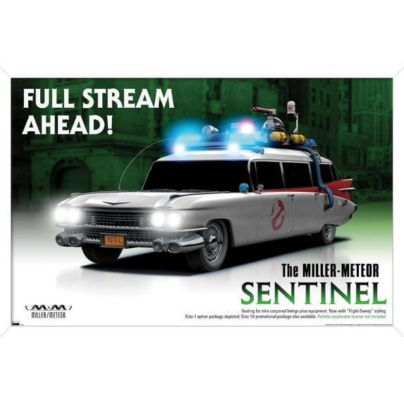 Ghostbusters 1984 - Ecto1 by Russell Walks Wall Poster, 22.375" x 34", Framed