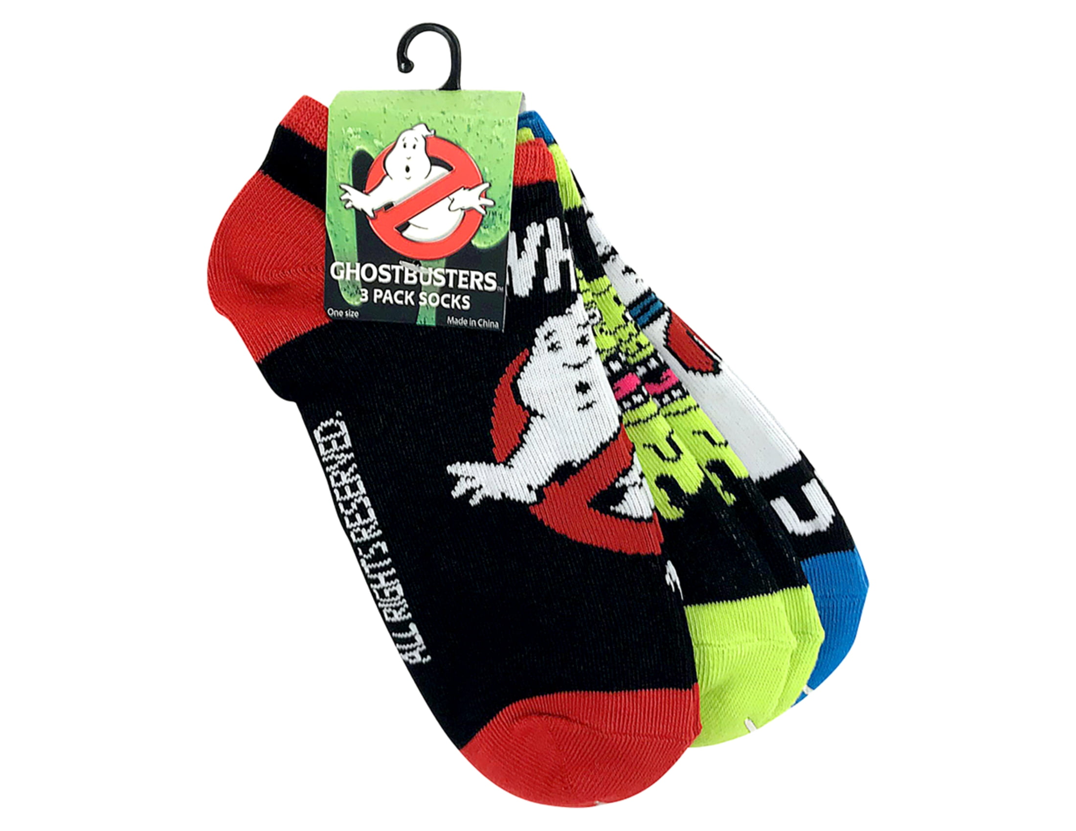 RIPPLE JUNCTION Ghostbusters Adult Unisex Character and Logo 3-Pack Ankle Socks Multicolor