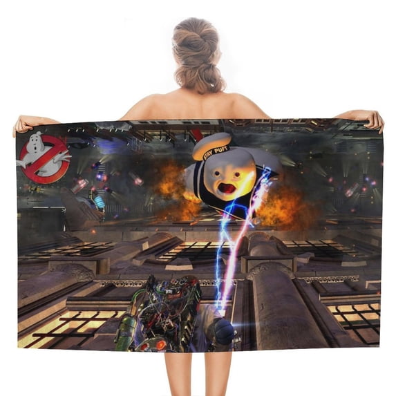 Ghostbusters Beach Towel Microfiber Soft Absorbent Quick-Dry Bath Towel 130x80cm for Bathroom Shower Guests Pool Swimming Camp Holiday Gym for Kid Adult
