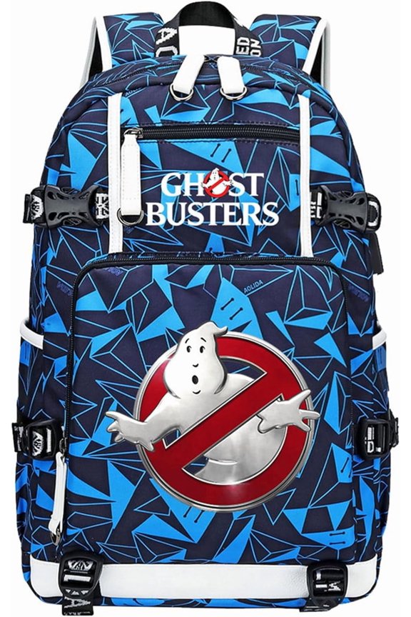 Ghostbusters Bookbag with USB Charging Port-Water Resistant Canvas Backpack-Lightweight Travel Bag for Outdoor