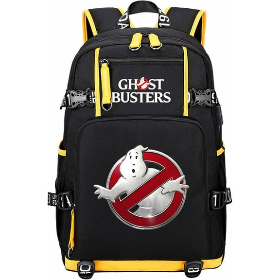 Ghostbusters Bookbag with USB Charging Port-Water Resistant Canvas Backpack-Lightweight Travel Bag for Outdoor