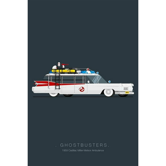 Ghostbusters Car Movie Comedy Iconic Car Wall Poster - 24x36 Inch Laminated Poster - Stunning Detail and Bold Colors