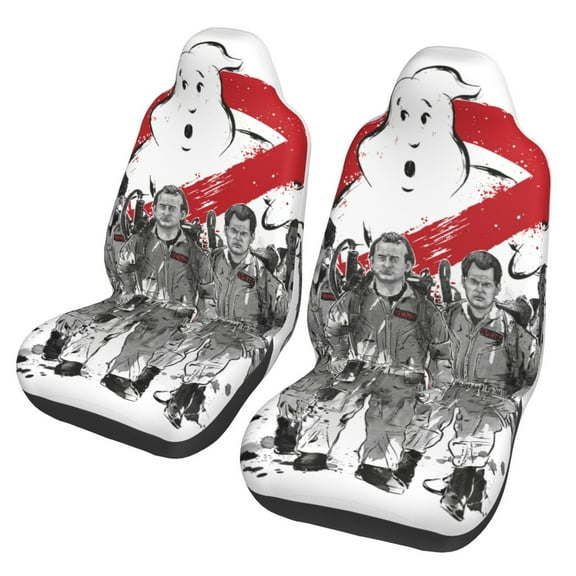 Ghostbusters Car Seat Covers 2 Pack Cartoon Print Front Seat Covers Interior Accessory Universal Vehicle Seat Protector Fit for Car Auto Truck Van SUV Sedan