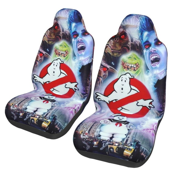 Ghostbusters Car Seat Covers 2 Pack Cartoon Print Front Seat Covers Interior Accessory Universal Vehicle Seat Protector Fit for Car Auto Truck Van SUV Sedan