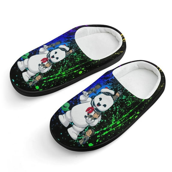 Ghostbusters Cartoon Kid's Cotton Slippers Winter Warm Soft Plush Slippers with Rubber Sole Non-Slip Indoor Outdoor Slip on Shoes Fluffy House Slippers For Boys Girls Teen